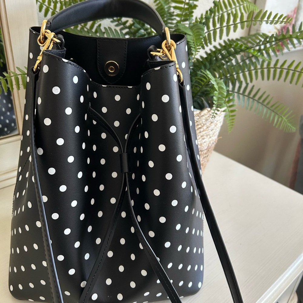 Lauren by Ralph Lauren Drawstring Bag - Black with White Polkadots